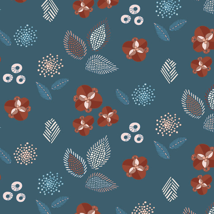Dashwood Studios - Broderie - Silla-Petrol - brod-2191-petrol - Sold by the Half Yard