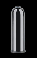Front view of the DaVinci IQ Flavor Chamber, a clear, cylindrical component with subtle ribbing.