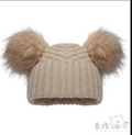 Deluxe Biscuit Checked/Striped Hat w/Pom Poms (2-5yrs) (PK6) H674-BI