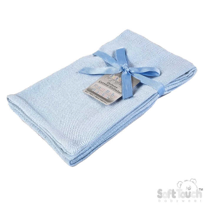 Deluxe Personalisation Cotton Cellular Blanket - Blue (PK6) (70x90cm) CBP60-B*