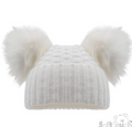 Deluxe White Checked/Striped Hat w/Pom Poms (12-24m) (PK6) H672-W