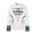 White long sleeve tee with green Demons Inside graphic on the front