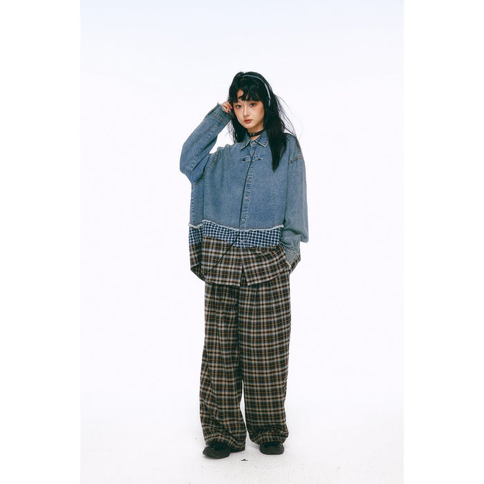 Distressed Denim Chambray Bomber Jacket on Sale - Men's and Women's Long Sleeve Vintage Style - Seakoff