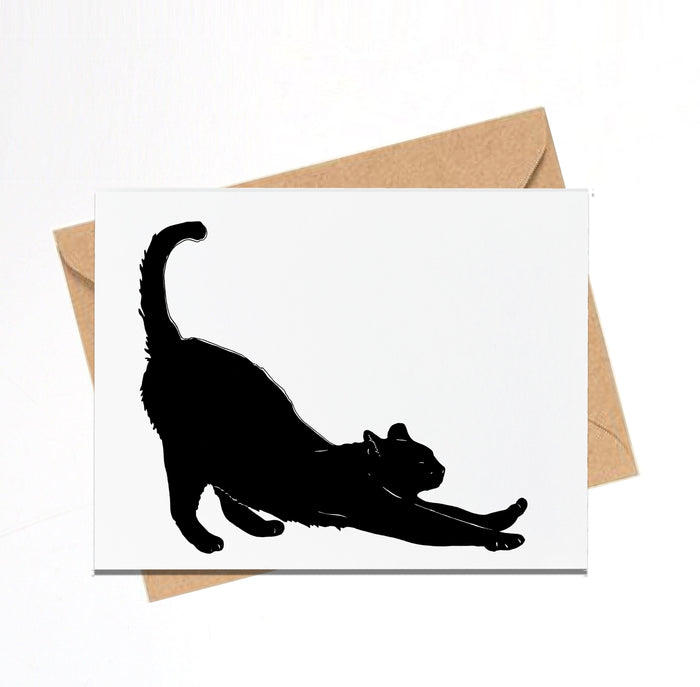 PinkPolish Design Note Cards "Downward Facing Cat" Handmade Notecard