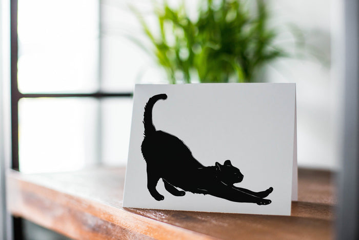 PinkPolish Design Note Cards "Downward Facing Cat" Handmade Notecard