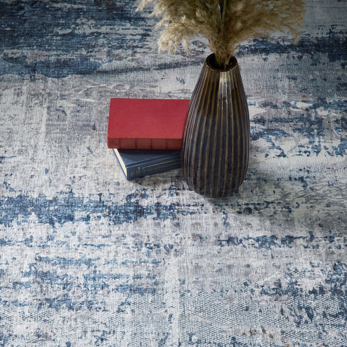 Eco-Washable Blue Rug Abstract Design