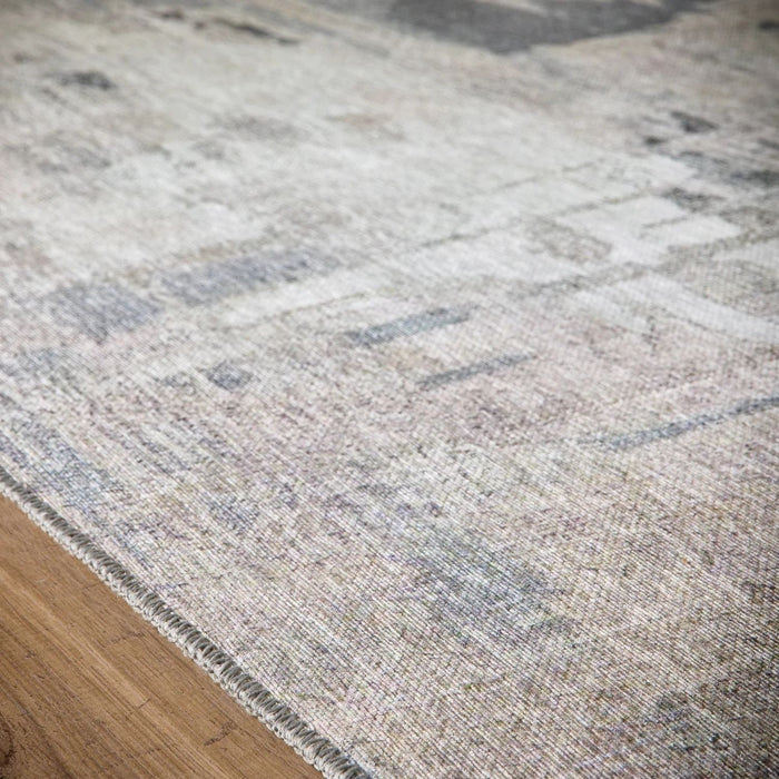 Eco-Washable Grey Rug Abstract Design