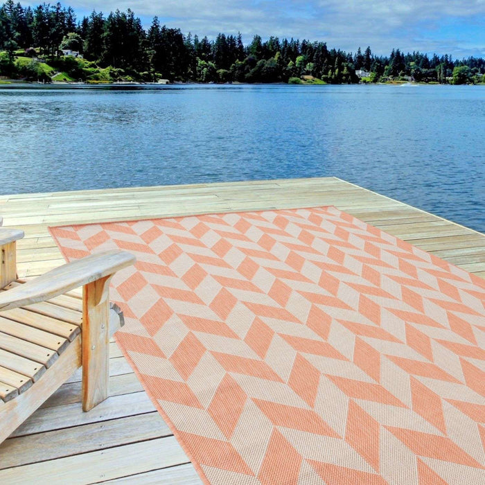 Orange Chevron Outdoor Rug for Garden | Shop Versatile Decor