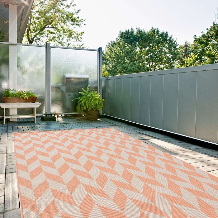 Orange Chevron Outdoor Rug for Garden | Shop Versatile Decor