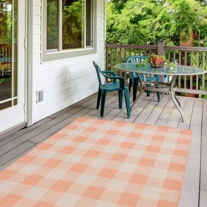 Outdoor-Indoor Rug Orange Geometric Design Weather-Proof | The Rugs