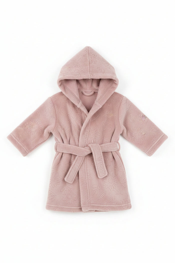 Embossed Hooded Robe - Dusty Pink/Floral (6-12m) (PK4) FBR305DP