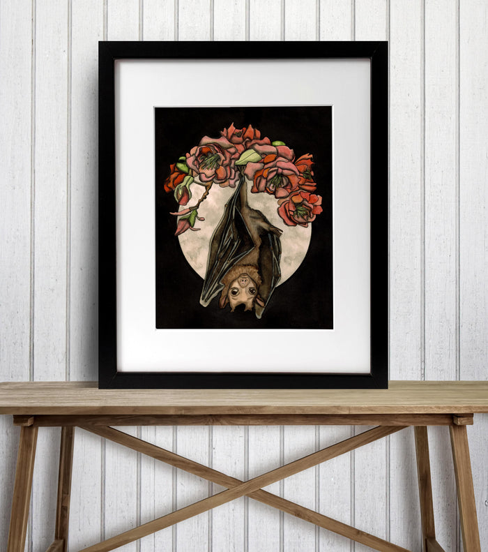 PinkPolish Design Art Prints "Feeling Batty" Watercolor Painting: Art Print