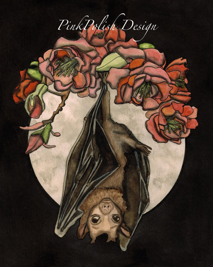 PinkPolish Design Art Prints "Feeling Batty" Watercolor Painting: Art Print