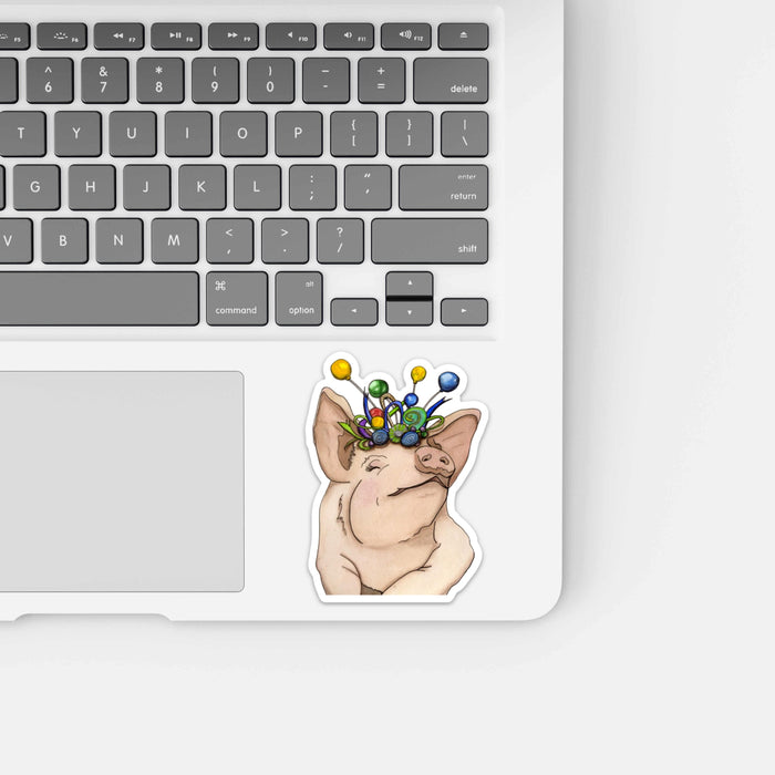PinkPolish Design Stickers "Festive Pig" Vinyl Die Cut Sticker