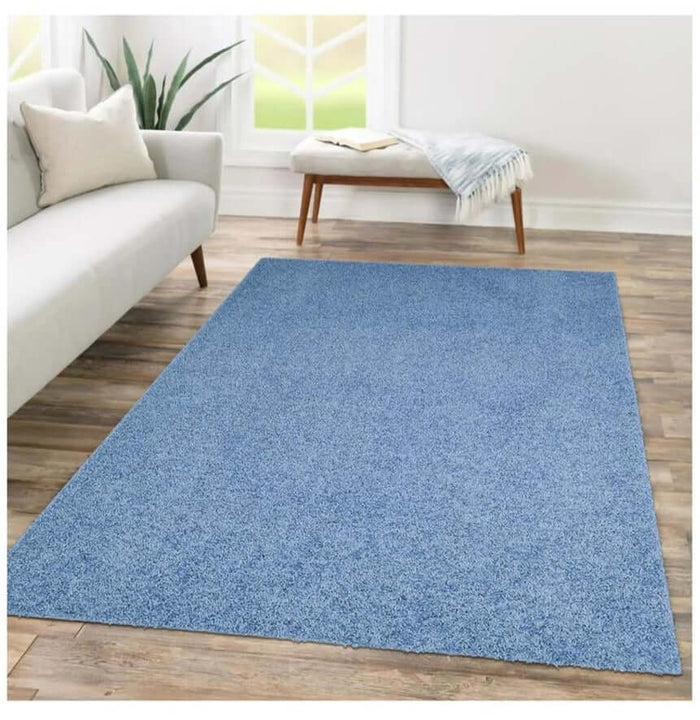 Fiji Sky Blue Washable Solid Shaggy Rug – The Rugs