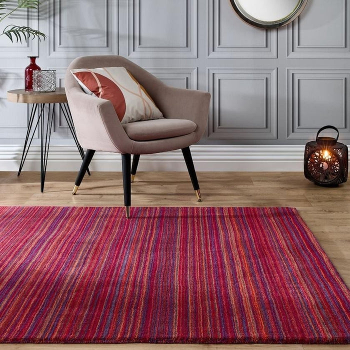 The Rugs Fine Striped Design Wool Rug - Quality Hand-Loomed