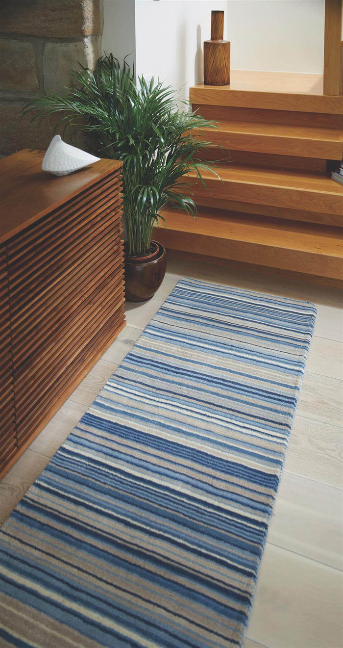 Fine Stripes Blue Wool Rug |Sustainable Home Decor |The Rugs