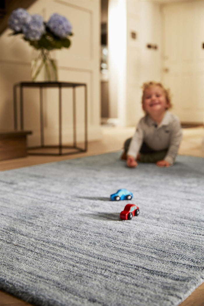 Fine Stripes Silver Grey Wool Rug | Sustainable Home Decor