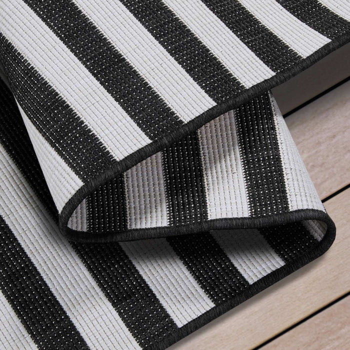 Flat-Woven Reversible Indoor & Outdoor Viela Rug, weatherproof, jet wash, polypropylene rug, horizontal striped design rug.