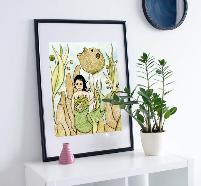 PinkPolish Design Art Prints 11x14 "Float" Watercolor Painting: Art Print