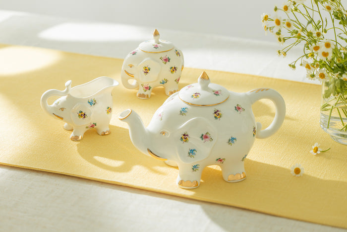 Floral Elephant Fine Porcelain Tea Set