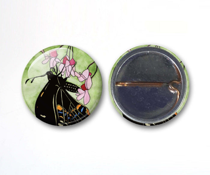 PinkPolish Design Buttons "Flowers and Butterflies" Button Pack - 3-Pack Pin Back Button, 1 Inch