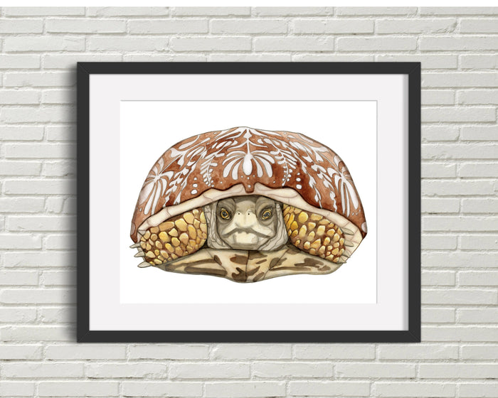 PinkPolish Design Art Prints 11"x14" "Folk Art Sea Turtle"  Watercolor Painting: Art Print