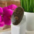 Fossilized Coral Gemstone Ring 1" with sterling silver Adjustable Band
