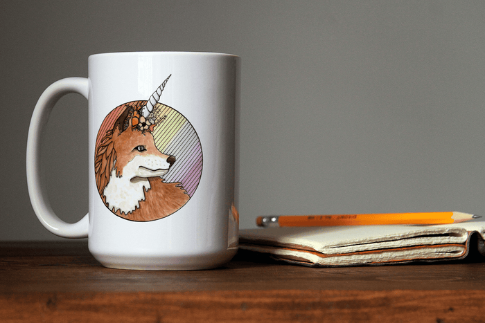 PinkPolish Design Coasters "Foxicorn" 15oz Mug