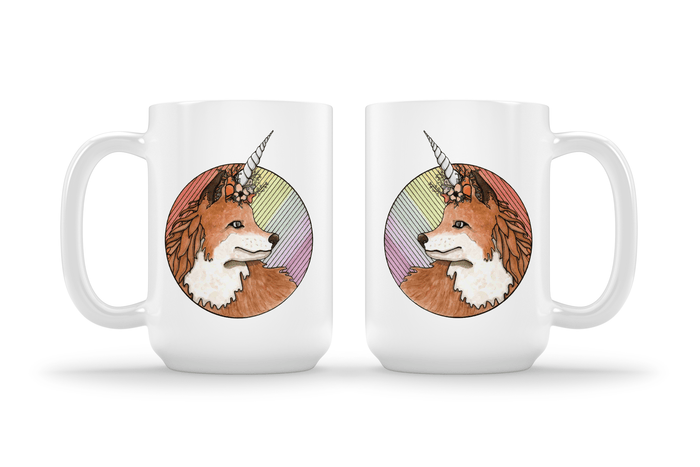 PinkPolish Design Coasters "Foxicorn" 15oz Mug