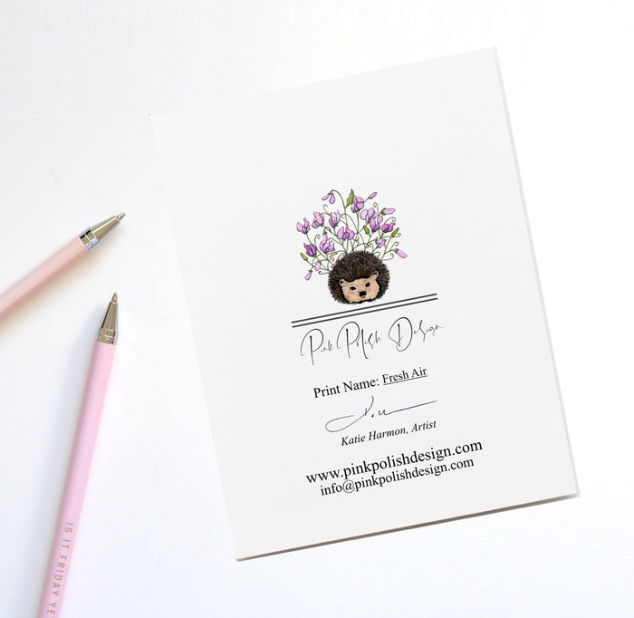 PinkPolish Design Note Cards "Fresh Air" Handmade Notecard