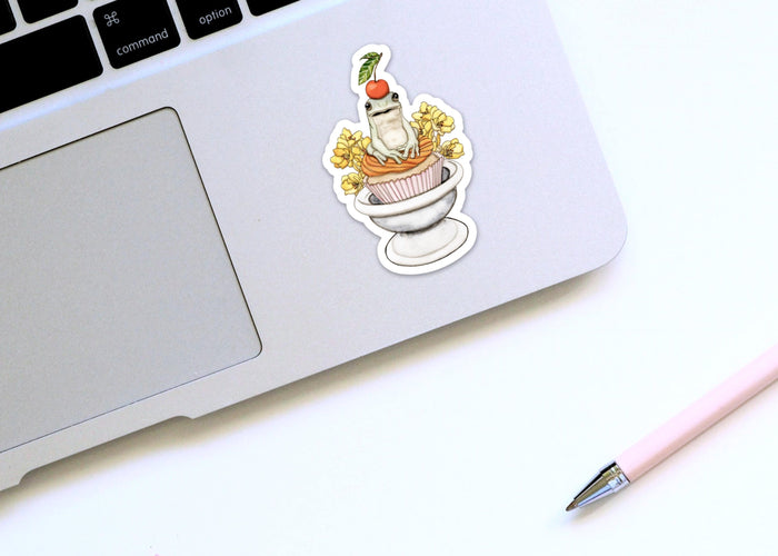 PinkPolish Design Stickers "Frog Celebration" Vinyl Die Cut Sticker
