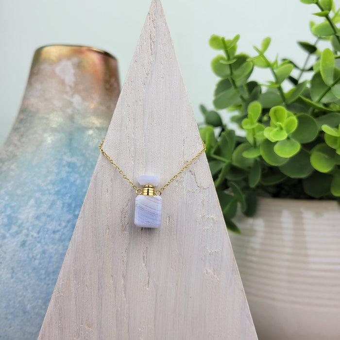 Gemstone Mini Perfume Bottle Necklace 18"