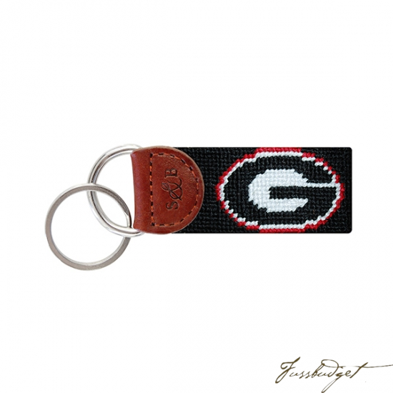 Georgia (Black) Needlepoint Key Fob-Fussbudget.com