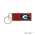 Georgia (Red) Needlepoint Key Fob-Fussbudget.com