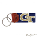 Georgia Tech Needlepoint Key Fob-Fussbudget.com