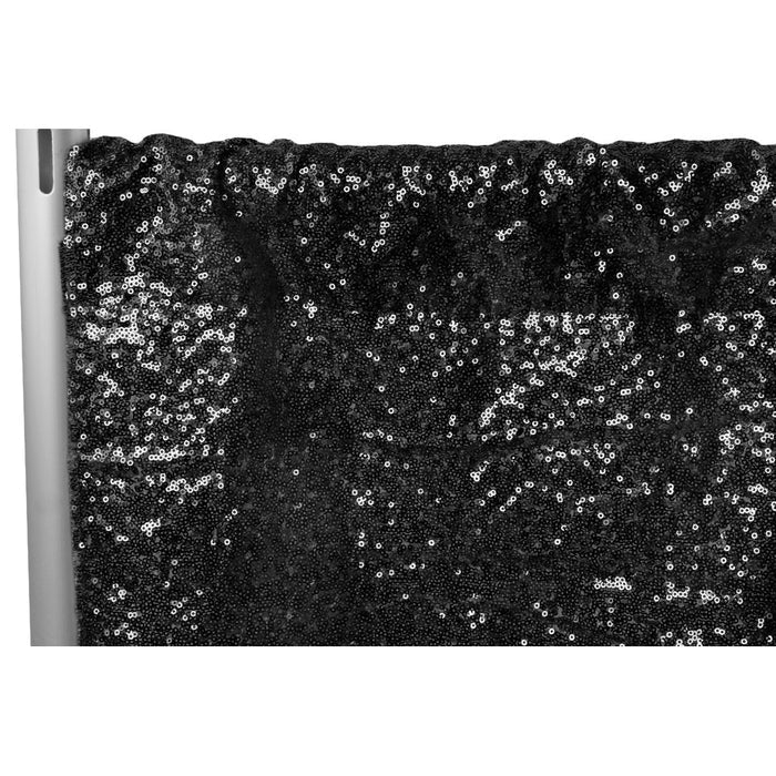 Glitz Sequin 10ft H x 52" W Drape/Backdrop panel - Black - CV Linens