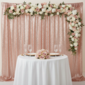 Glitz Sequin 10ft H x 52" W Drape/Backdrop panel - Blush/Rose Gold with flower premade runner