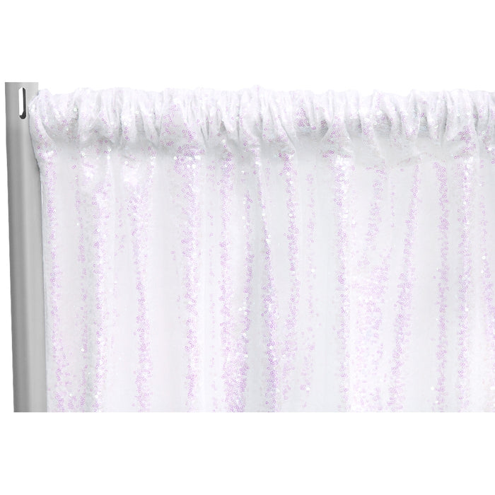 Glitz Sequin 10ft H x 52" W Drape/Backdrop panel - Iridescent White - CV Linens