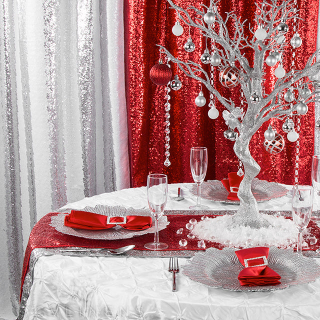 Glitz Sequin 10ft H x 52" W Drape/Backdrop panel - Red - CV Linens