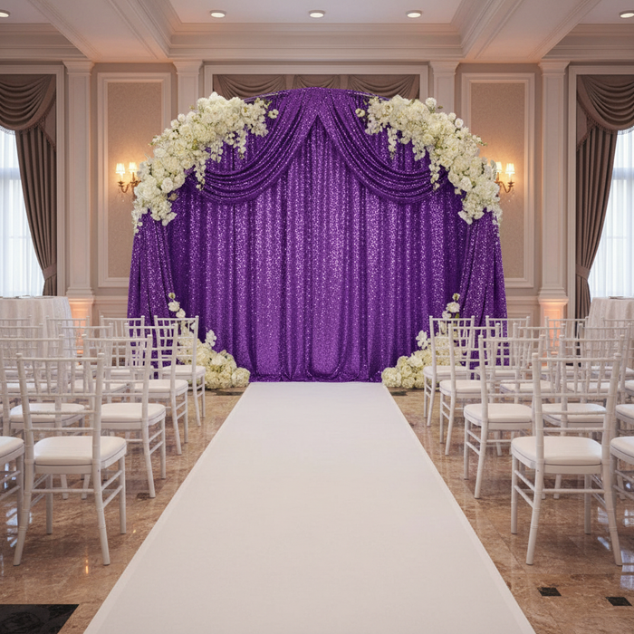 Glitz Sequin 12ft H x 52" W Drape/Backdrop panel - Purple