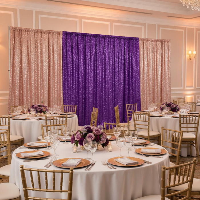 Glitz Sequin 12ft H x 52" W Drape/Backdrop panel - Purple