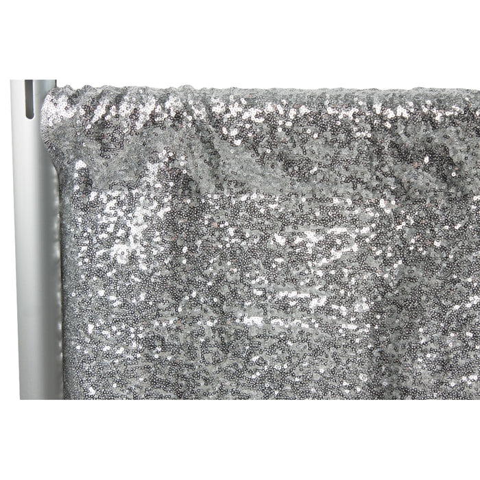 Glitz Sequin 12ft H x 52" W Drape/Backdrop panel - Silver - CV Linens