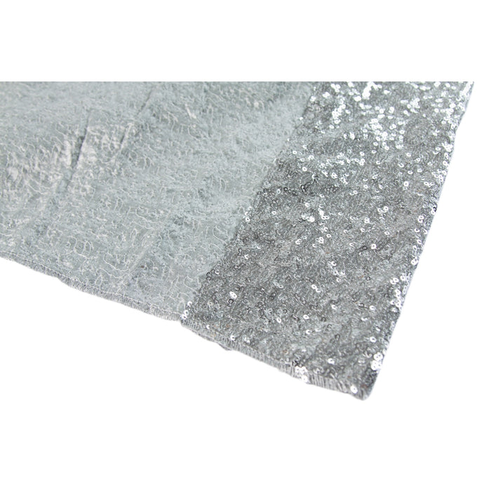 Glitz Sequin 12ft H x 52" W Drape/Backdrop panel - Silver - CV Linens