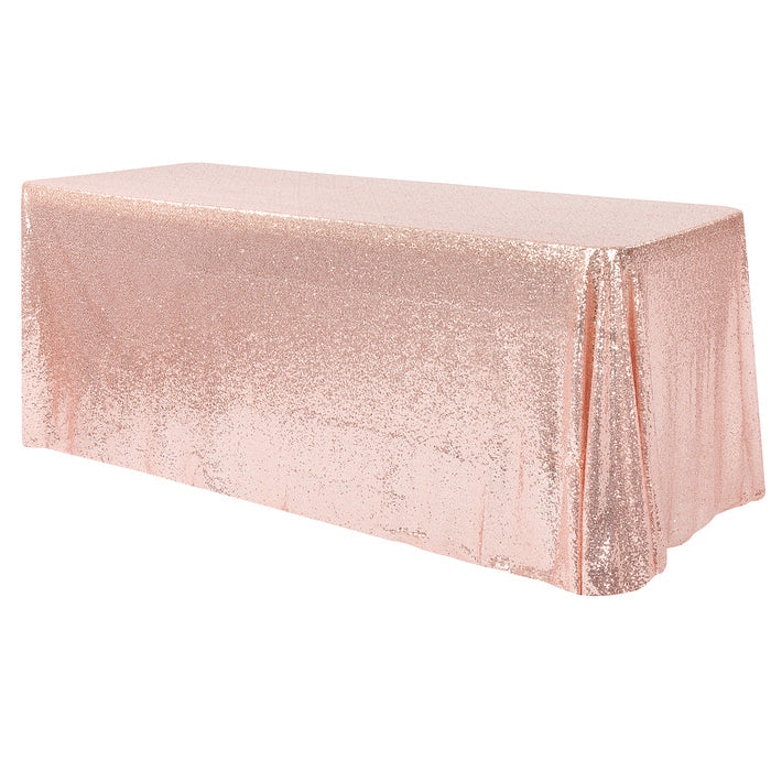 Glitz Sequin Mesh Net Tablecloth  90"x132" Rectangular -  Blush/Rose Gold - CV Linens