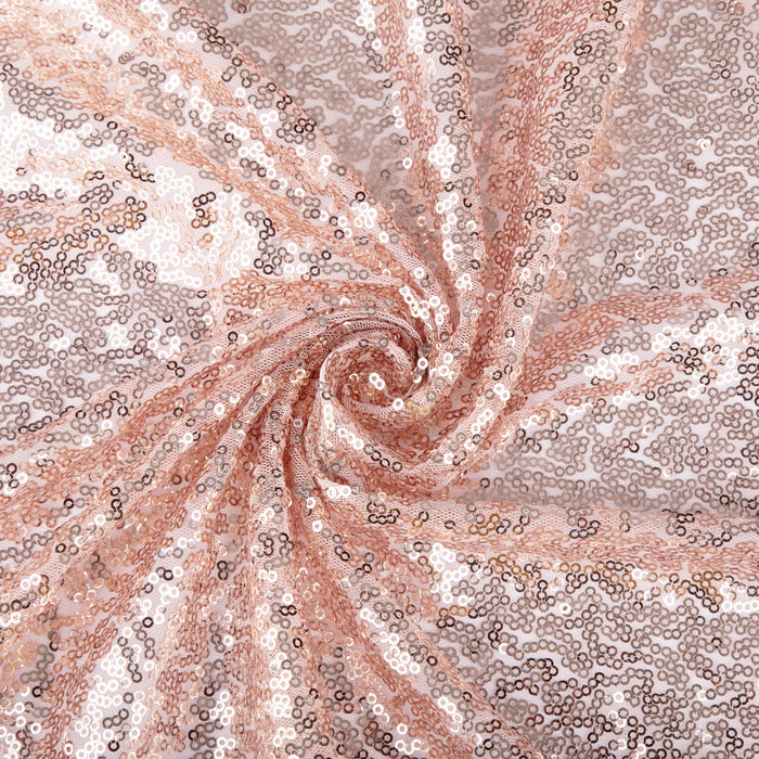 Glitz Sequin Mesh Net Tablecloth  90"x156" Rectangular -  Blush/Rose Gold - CV Linens