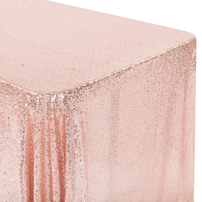 Glitz Sequin Mesh Net Tablecloth  90"x156" Rectangular -  Blush/Rose Gold - CV Linens