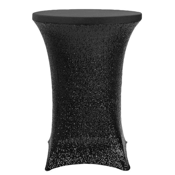 Glitz Sequin Spandex Cocktail Table Cover 30"-32" Round - Black - CV Linens
