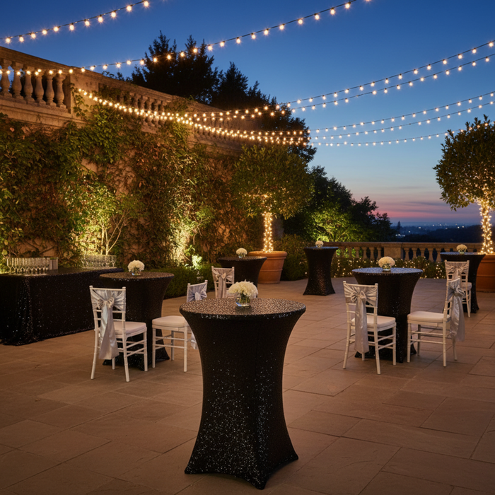 Outdoor Gala – Black Sequin Cocktail Tables