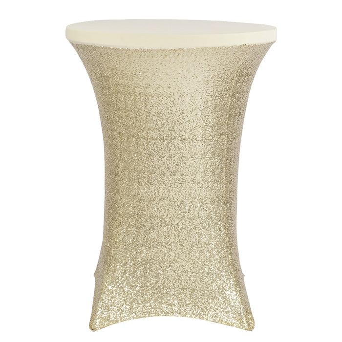 Glitz Sequin Spandex Cocktail Table Cover 30"-32" Round - Champagne - CV Linens